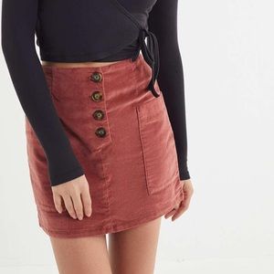 KENDRI UNCUT CORDUROY MINI SKIRT